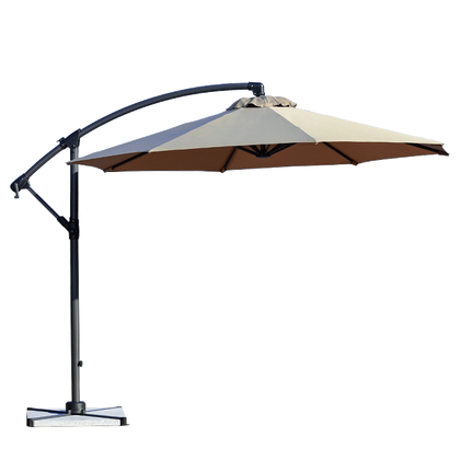 3m Round Khaki Outdoor Sunshade Garden Banana Umbrella Garden Sun Umbrella Terrace Cafe Bar Folding Side Umbrella