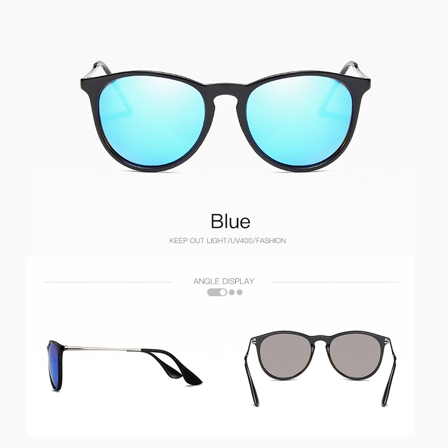 NALANDA Blue Polarized Aviator Sunglasses With UV400 Mirrored Lens Metal PC Frame, Men Women Glasses For Outdoor Travel Driving Daily Use Etc