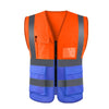 6 Pieces Zipper Multi Pocket Reflective Vest Car Traffic Safety Warning Vest Reflective Environmental Sanitation Construction Duty Riding Safety Suit Fluorescent Orange Blue Two Color