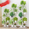 6 Pieces Flower Rack Pot Nordic Indoor Household Balcony Decoration Rack Iron Art Living Room Storage Layer Simple Multi-layer Hanging Rack Green Rose Rack White-5 Basin [height 82cm]