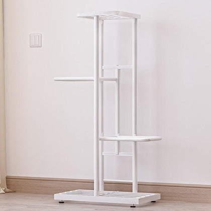 6 Pieces Flower Rack Pot Nordic Indoor Household Balcony Decoration Rack Iron Art Living Room Storage Layer Simple Multi-layer Hanging Rack Green Rose Rack White-5 Basin [height 82cm]