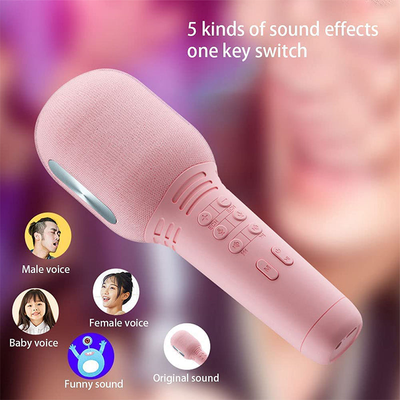 Wireless Karaoke Microphone with Multiple Sound Effects, Bluetooth 5.0, Suitable for All Smartphones and PCs, Micrphone for Singing, Party, Kids, Birthday