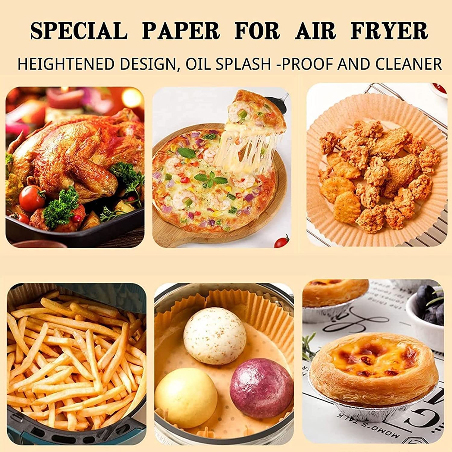 200pcs Air Fryer Liners Square Air Fryer Paper 10 Inch Disposable