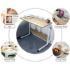 Mobile Side Table Movable Adjustable Laptop Computer Desk with Wheels Rolling Cart Portable Beside Sofa Couch Bed C-Shaped Dinner Tray Tables