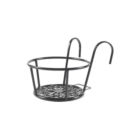 10 Pcs Iron Balcony Hanging Railing Flower Rack Wall Hanging Indoor Hanging Hanging Orchid Green Pineapple Flower Pot Rack Black (Bold With Bottom Net) Shoot 2 Shots And 3 Shots