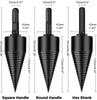 Firewood Log Splitter Drill Bit, 5pcs Removable Cones Kindling Wood Splitting logs bits, 32MM + 42MM Heavy Duty Electric Drills Screw Cone Driver with Round + Hex + Square Shank for Hand Drill Stick