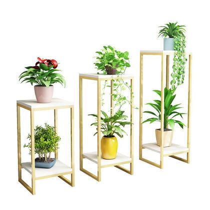 Iron Flower Rack Golden Simple Floor Type Multi-layer Pot Rack Bonsai Decoration Rack Indoor Living Room Balcony Fleshy Green Pineapple Black Rack + White Board Height 95 (24 Wide)