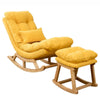 Lemon Yellow Rocking Chair + Pedals - With Pillow Nordic Lazy Sofa Solid Wood Rocking Chair Recliner Household Single Free Chair Balcony Living Room Bedroom Backrest Leisure Recliner