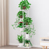 6 Pieces Flower Shelf Indoor Flower Pot Living Room Balcony Rack White Height: 80cm (4 Floors And 5 Pots)