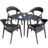4 Chairs+1 [With 70cm Black Silk Glass Round Table] Rattan Outdoor Table And Chair Courtyard Garden Table And Chair Combination Outdoor Leisure Outdoor Table And Chair Balcony Small Table And Chair Coffee Milk Tea Shop Imitation Rattan Chair Table Set