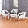 Rattan Chair Three Piece Set Balcony Table And Chair Tea Table Simple Leisure Back Chair Outdoor Off White Two Chairs One Table