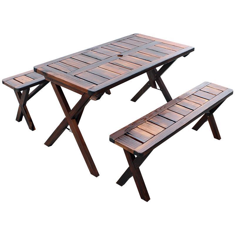 Carbonated Single Table Outdoor Anticorrosive Wood Tables And Chairs Folding Convenient Outdoor Barbecue Tables And Chairs Courtyard Villa Balcony Leisure Tables And Chairs