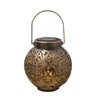 2 Pack LED Solar Wrought Iron Hollow Lantern Outdoor Garden Yard Decoration Portable Hanging Lamp Anti-rust Coating