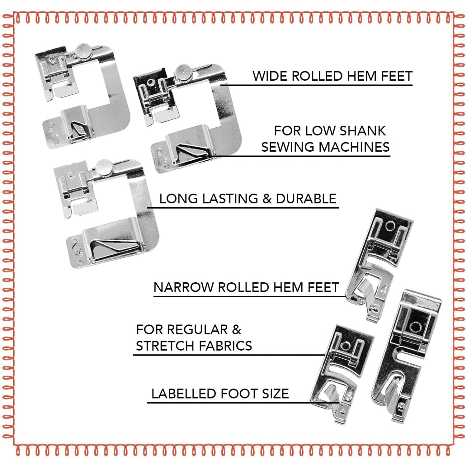  Sewing Rolled Hemmer Foot 3-10mm Wide Rolled Hem Foot Sewing  Machine Rolled Hem Presser Foot Universal Sewing Foot Attachments (7-10mm)