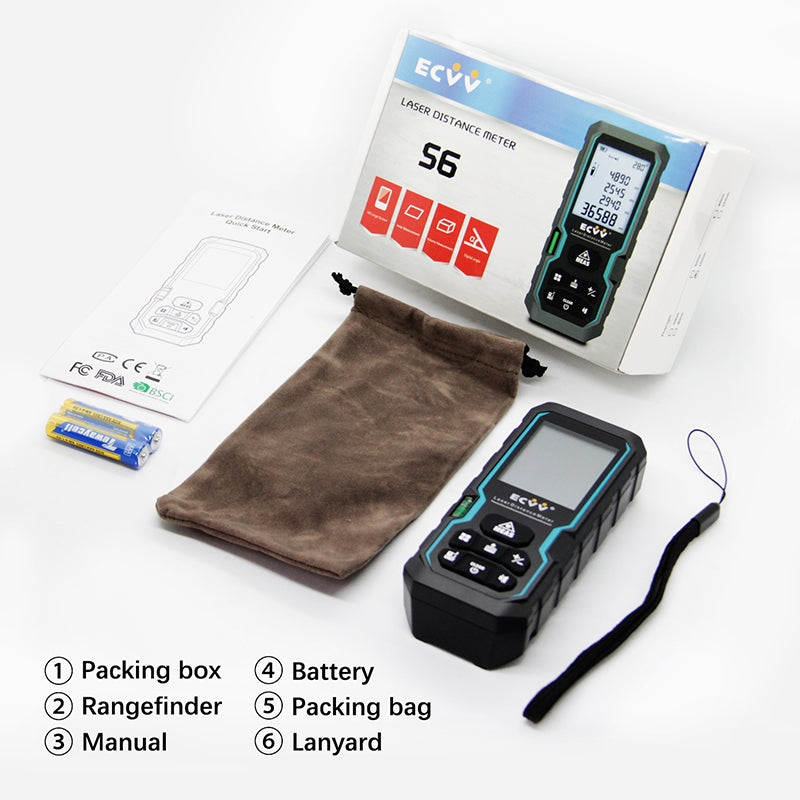 Laser Distance Meter, Area, Volume And Pythagorian Measurements, C6 Series | UK