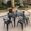 Outdoor Table And Chair Combination Courtyard Leisure Milk Tea Shop With Three Piece Iron Balcony Open Garden Villa Small Tea Table Terrace Dining Table 1 Table (length 70 * Width 70cm) + 4 Chairs