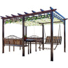 3.4*2.7 Grape Trellis With Table And Chair Two Board Swing Outdoor Courtyard Anticorrosive Wood Aluminum Alloy Grape Trellis Pavilion Tent Villa Courtyard Solid Wood Swing Pavilion Four Hexagon Rocking Chair Pavilion Garden Terrace Sunshade Pavilion