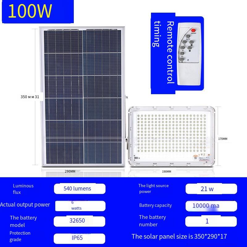 Static Light Solar Lamp 100 W High Equipped With Intelligent Light Control Household Solar Outdoor Courtyard Lamp Waterproof High Brightness Projection Lamp