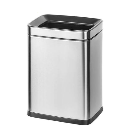 8L/1.76 Gal Trash Can Stainless Steel Open Top Garbage Can Press-Type Trash Bag Garbage Bin Suitable for kitchen, Office, Hotel, Courtyard