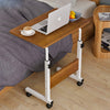 Mobile Side Table Movable Adjustable Laptop Computer Desk with Wheels Rolling Cart Portable Beside Sofa Couch Bed C-Shaped Dinner Tray Tables