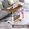 Mobile Side Table Movable Adjustable Laptop Computer Desk with Wheels Rolling Cart Portable Beside Sofa Couch Bed C-Shaped Dinner Tray Tables