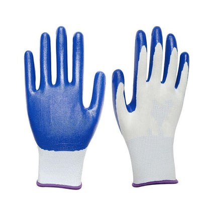 Nitrile  Impregnated Labor Protection Gloves Anti-skid Wear-resistant Oil-resistant Acid And Alkali Resistant Gloves Working Labor Protection Gloves Blue 12 Pairs M Size