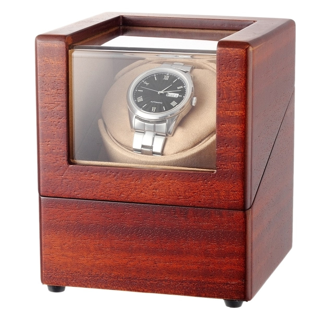 CHIYODA Automatic Single Watch Winder Handmade Wooden Watch box With Quiet Mabuchi Motor and 12 Rotation Modes