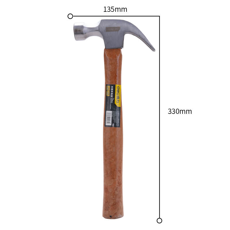 Deli 20 Pieces Claw Hammer with Wooden Handle 0.5kg Nail Hammer DL5250