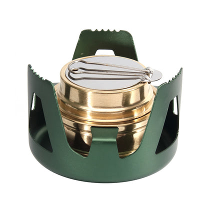 Portable Mini Alcohol Stove for Backpacking Lightweight Brass Spirit Burner with Aluminium Stand for Camping Hiking