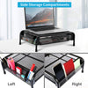 Monitor Stand Riser, Mesh Metal Printer Stand Holder with Pull Out Storage Drawer and Side Compartments Pockets for Computer Laptop iMac Pens Phones