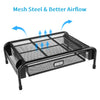 Monitor Stand Riser, Mesh Metal Printer Stand Holder with Pull Out Storage Drawer and Side Compartments Pockets for Computer Laptop iMac Pens Phones