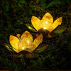 Garden Solar Light Metal Glass LED Lotus Flower Lamp For Decorating Gardens, Villas And Courtyards