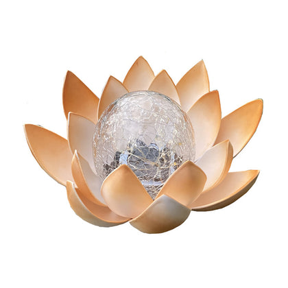 Garden Solar Light Metal Glass LED Lotus Flower Lamp For Decorating Gardens, Villas And Courtyards