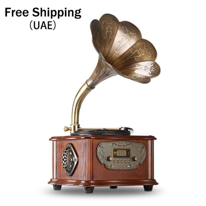 LuguLake Vinyl Record Player Retro Turntable All in One Vintage Phonograph Nostalgic Gramophone for LP