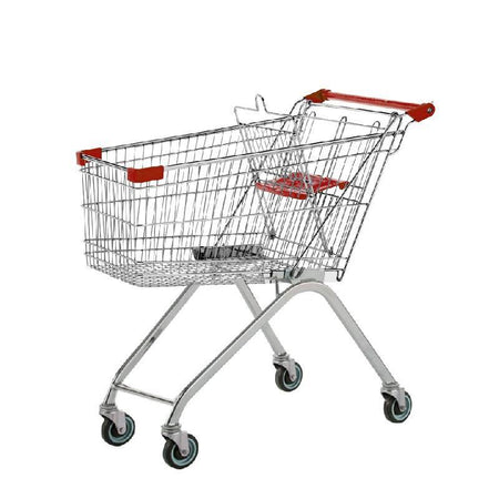 Supermarket Shopping Cart 80L Supermarket Handcart Galvanized Herringbone Feet Shopping Cart Trolley 84*52*95cm