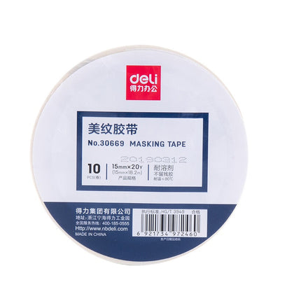 10 Drums Adhesive Masking Tape General Purpose Painter's Tape Bulk for Painting, Labeling, Packing, Craft, Home, Office, School 15mm * 20Y * 145um White (10 Rolls / Drum)