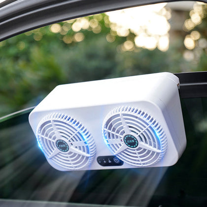 Newest Car Ventilator, Car Air Vent Cooling Fan Window Fan Car Exhaust Fan, Car Radiator,Eliminate The Peculiar Smell Inside The Car and Can Be Used for General Types of Cars White