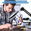 Magnifying Desk Lamp with Clamp, 3 Color Modes, 5X Diopter Real Glass Lens, Adjustable Swivel Arm, LED Lighted Magnifier Table Clamp Lamps for Reading/Filming/Soldering DIY