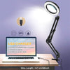Magnifying Desk Lamp with Clamp, 3 Color Modes, 5X Diopter Real Glass Lens, Adjustable Swivel Arm, LED Lighted Magnifier Table Clamp Lamps for Reading/Filming/Soldering DIY